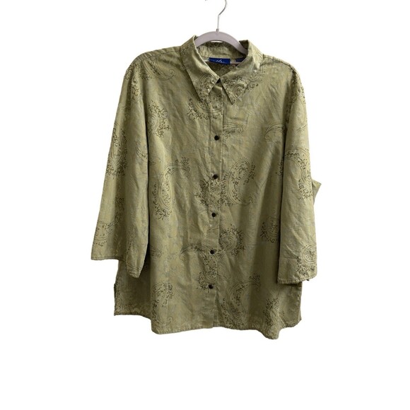 JH Collectibles Tops - JH Collectibles Women’s Green Paisley Burnout Tunic Sz 2 Casual Office